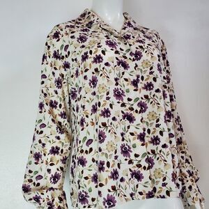 Vintage Laura Scott Purple Floral Blouse